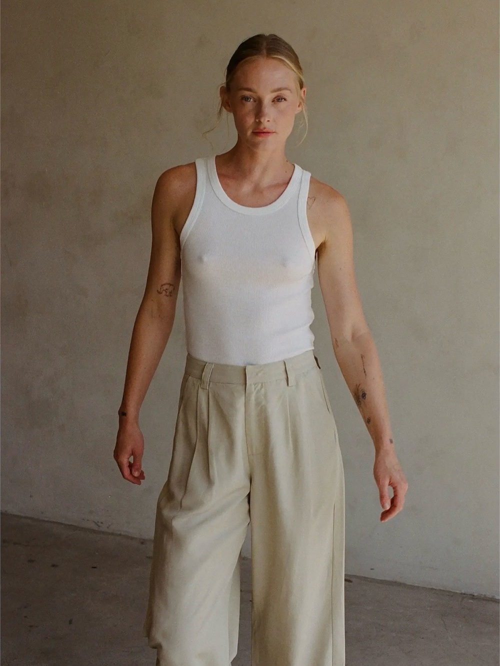 White Ribbed Tank Top